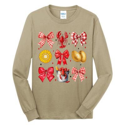 Coquette Bow Crawfish Boil Girl Aesthetic Funny Girl Women Tall Long Sleeve T-Shirt