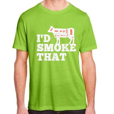 Chef Butcher Cook BBQ I'd Smoke That Funny Barbecue Cow Adult ChromaSoft Performance T-Shirt