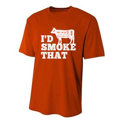 Chef Butcher Cook BBQ I'd Smoke That Funny Barbecue Cow Youth Performance Sprint T-Shirt