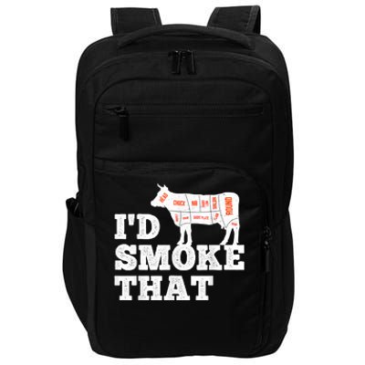 Chef Butcher Cook BBQ I'd Smoke That Funny Barbecue Cow Impact Tech Backpack