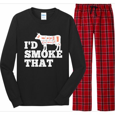 Chef Butcher Cook BBQ I'd Smoke That Funny Barbecue Cow Long Sleeve Pajama Set