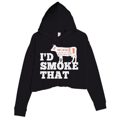 Chef Butcher Cook BBQ I'd Smoke That Funny Barbecue Cow Crop Fleece Hoodie