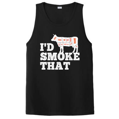 Chef Butcher Cook BBQ I'd Smoke That Funny Barbecue Cow PosiCharge Competitor Tank