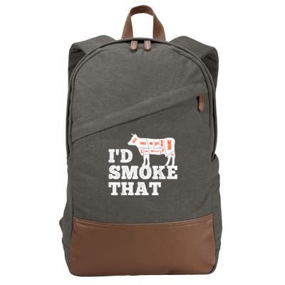 Chef Butcher Cook BBQ I'd Smoke That Funny Barbecue Cow Cotton Canvas Backpack