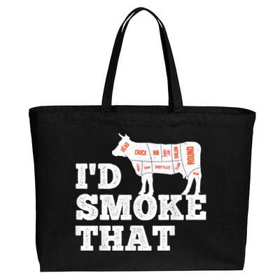 Chef Butcher Cook BBQ I'd Smoke That Funny Barbecue Cow Cotton Canvas Jumbo Tote