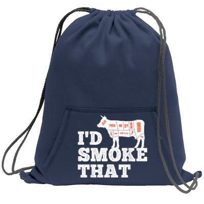 Chef Butcher Cook BBQ I'd Smoke That Funny Barbecue Cow Sweatshirt Cinch Pack Bag