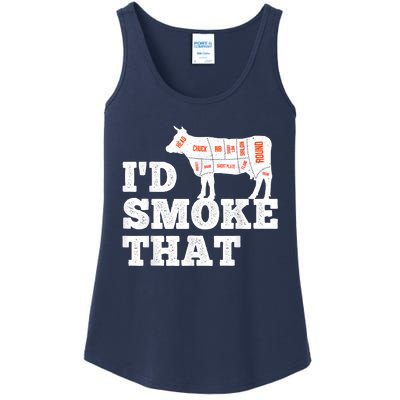 Chef Butcher Cook BBQ I'd Smoke That Funny Barbecue Cow Ladies Essential Tank