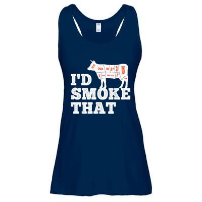 Chef Butcher Cook BBQ I'd Smoke That Funny Barbecue Cow Ladies Essential Flowy Tank