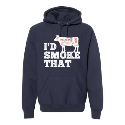 Chef Butcher Cook BBQ I'd Smoke That Funny Barbecue Cow Premium Hoodie