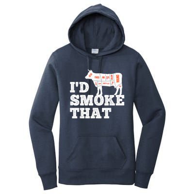 Chef Butcher Cook BBQ I'd Smoke That Funny Barbecue Cow Women's Pullover Hoodie