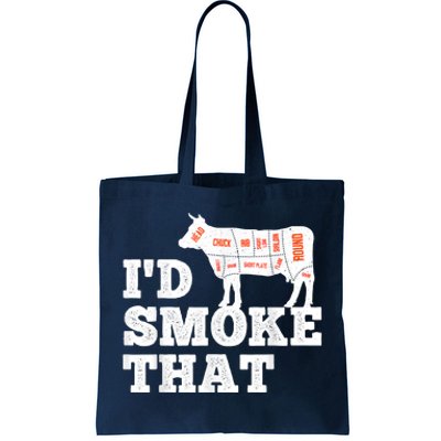 Chef Butcher Cook BBQ I'd Smoke That Funny Barbecue Cow Tote Bag