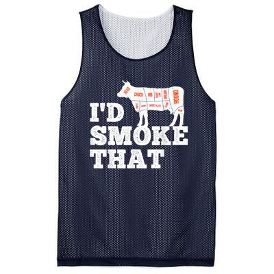 Chef Butcher Cook BBQ I'd Smoke That Funny Barbecue Cow Mesh Reversible Basketball Jersey Tank