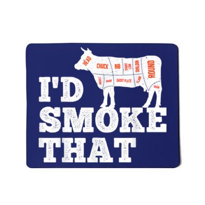 Chef Butcher Cook BBQ I'd Smoke That Funny Barbecue Cow Mousepad