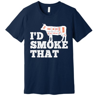 Chef Butcher Cook BBQ I'd Smoke That Funny Barbecue Cow Premium T-Shirt