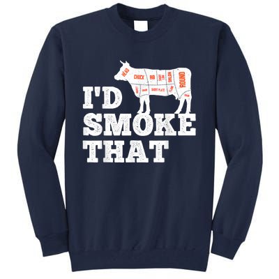 Chef Butcher Cook BBQ I'd Smoke That Funny Barbecue Cow Tall Sweatshirt