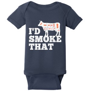 Chef Butcher Cook BBQ I'd Smoke That Funny Barbecue Cow Baby Bodysuit