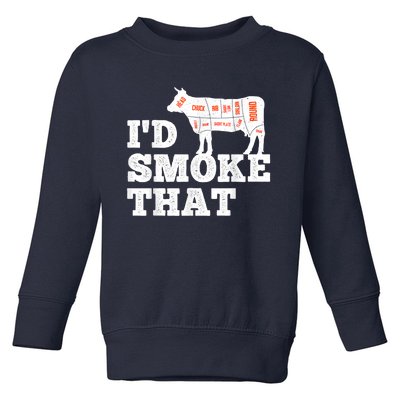 Chef Butcher Cook BBQ I'd Smoke That Funny Barbecue Cow Toddler Sweatshirt