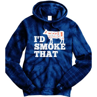 Chef Butcher Cook BBQ I'd Smoke That Funny Barbecue Cow Tie Dye Hoodie