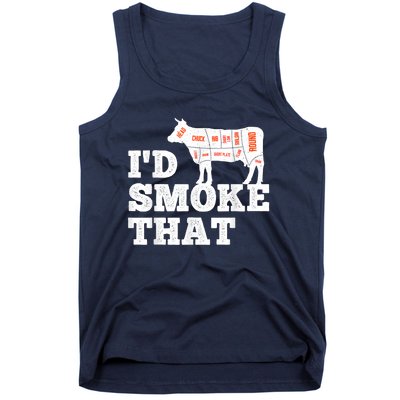 Chef Butcher Cook BBQ I'd Smoke That Funny Barbecue Cow Tank Top