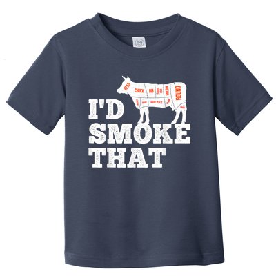 Chef Butcher Cook BBQ I'd Smoke That Funny Barbecue Cow Toddler T-Shirt