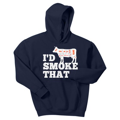 Chef Butcher Cook BBQ I'd Smoke That Funny Barbecue Cow Kids Hoodie