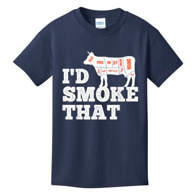 Chef Butcher Cook BBQ I'd Smoke That Funny Barbecue Cow Kids T-Shirt