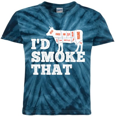 Chef Butcher Cook BBQ I'd Smoke That Funny Barbecue Cow Kids Tie-Dye T-Shirt