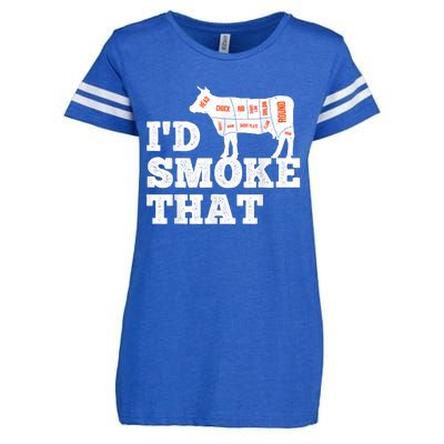 Chef Butcher Cook BBQ I'd Smoke That Funny Barbecue Cow Enza Ladies Jersey Football T-Shirt