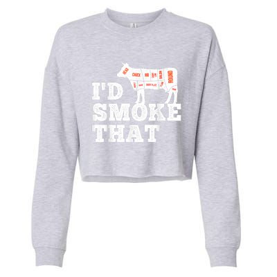 Chef Butcher Cook BBQ I'd Smoke That Funny Barbecue Cow Cropped Pullover Crew