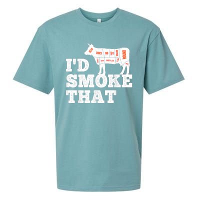 Chef Butcher Cook BBQ I'd Smoke That Funny Barbecue Cow Sueded Cloud Jersey T-Shirt