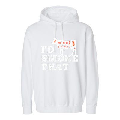 Chef Butcher Cook BBQ I'd Smoke That Funny Barbecue Cow Garment-Dyed Fleece Hoodie