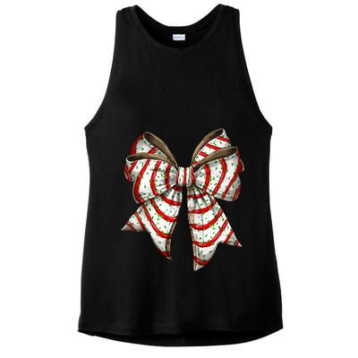Coquette Bow Christmas Tree Cake Christmas Vibes Ladies PosiCharge Tri-Blend Wicking Tank