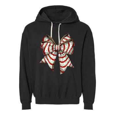 Coquette Bow Christmas Tree Cake Christmas Vibes Garment-Dyed Fleece Hoodie