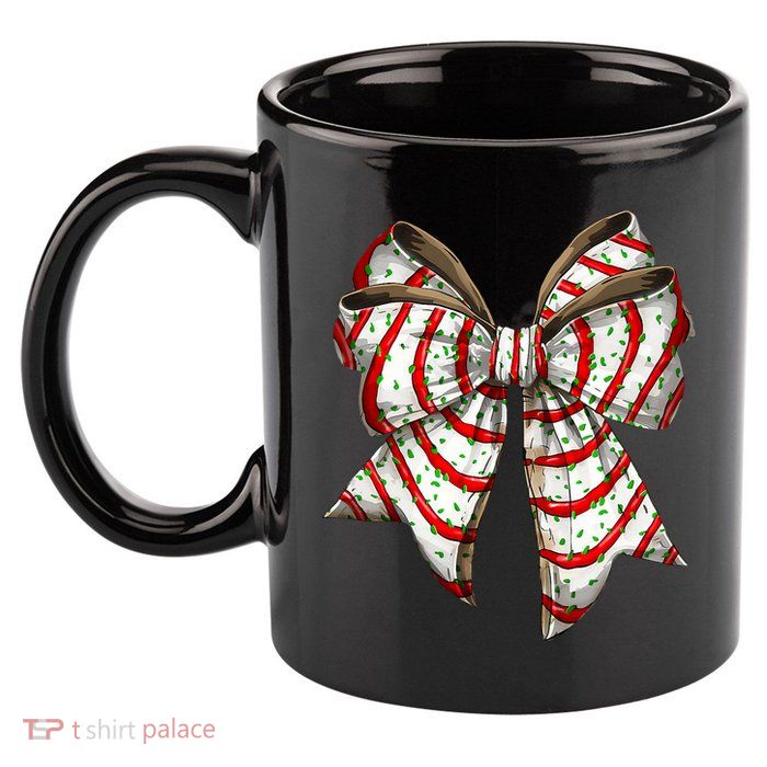 Coquette Bow Christmas Tree Cake Christmas Vibes 11oz C Handle Ceramic Mug