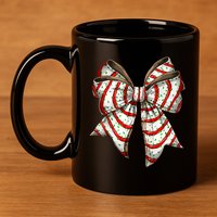Coquette Bow Christmas Tree Cake Christmas Vibes 11oz C Handle Ceramic Mug