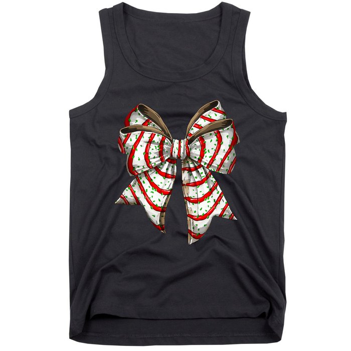 Coquette Bow Christmas Tree Cake Christmas Vibes Tank Top