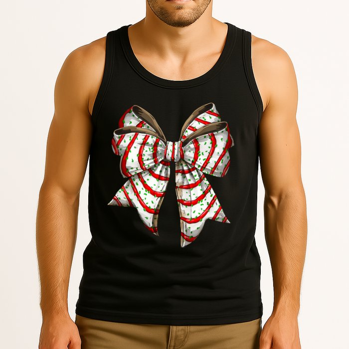 Coquette Bow Christmas Tree Cake Christmas Vibes Tank Top