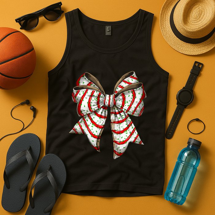 Coquette Bow Christmas Tree Cake Christmas Vibes Tank Top