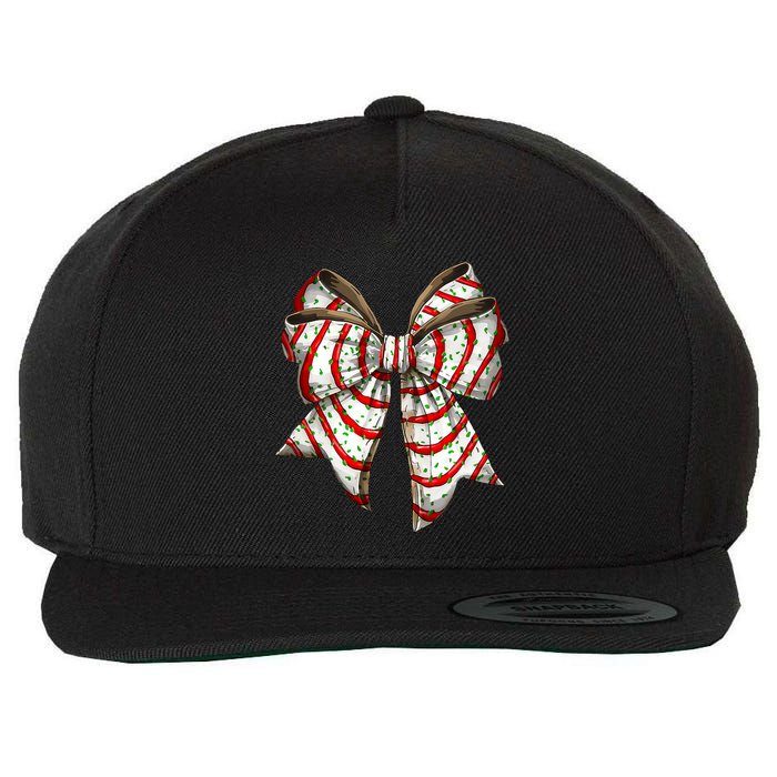 Coquette Bow Christmas Tree Cake Christmas Vibes Wool Snapback Cap