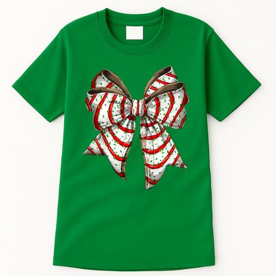 Coquette Bow Christmas Tree Cake Christmas Vibes Tall T-Shirt