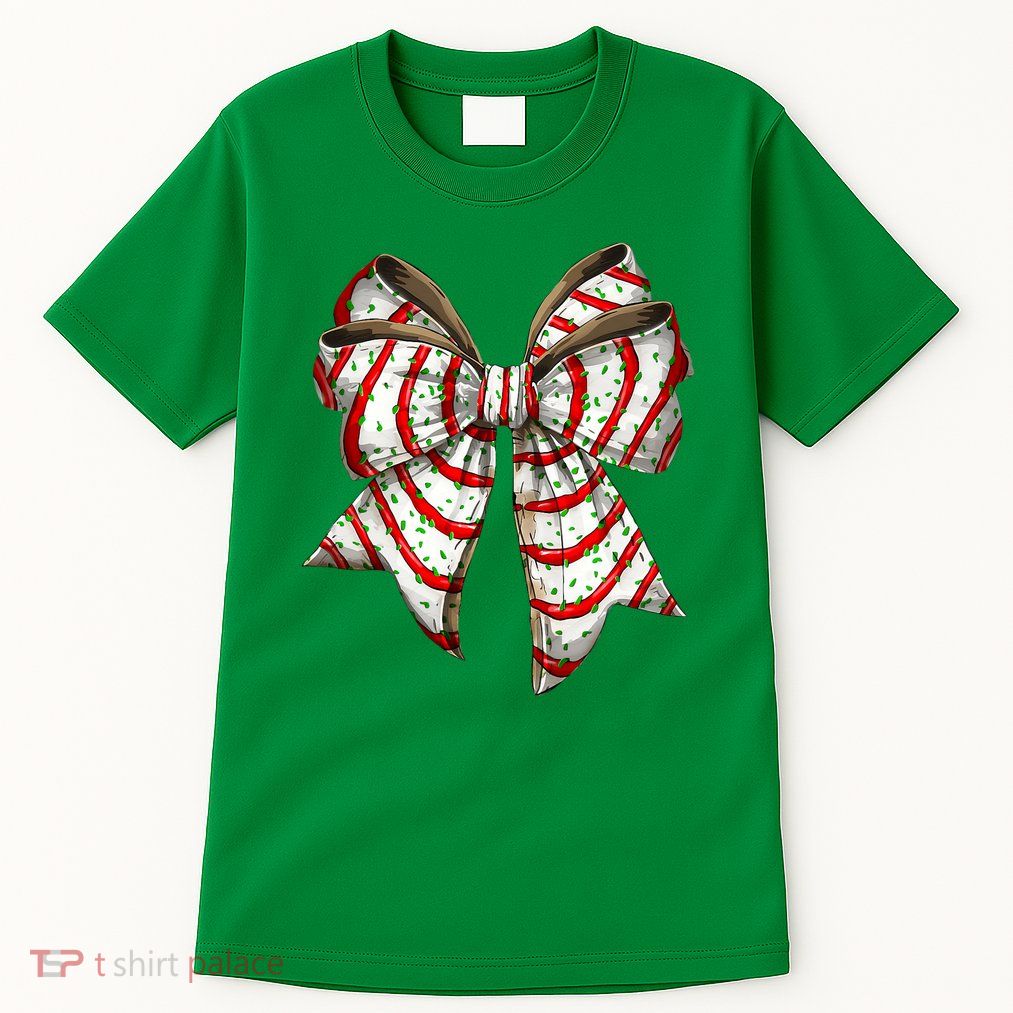 Coquette Bow Christmas Tree Cake Christmas Vibes Tall T-Shirt