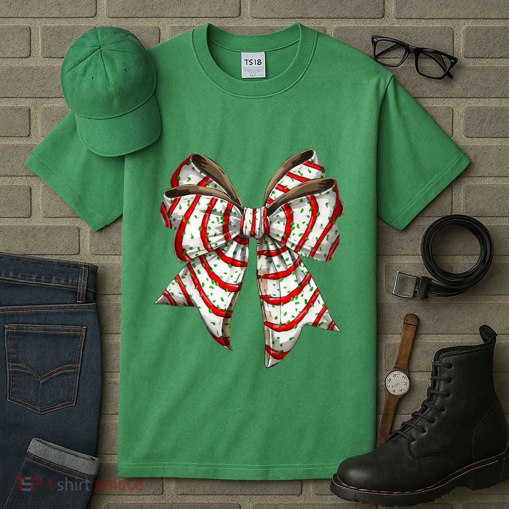 Coquette Bow Christmas Tree Cake Christmas Vibes Tall T-Shirt