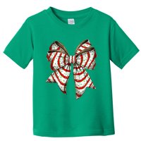 Coquette Bow Christmas Tree Cake Christmas Vibes Toddler T-Shirt