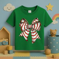 Coquette Bow Christmas Tree Cake Christmas Vibes Toddler T-Shirt