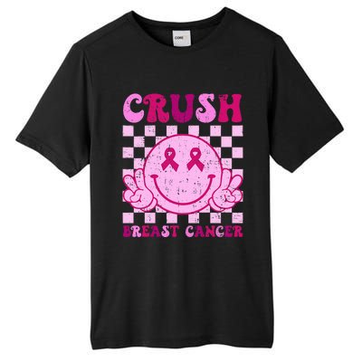 Crush Breast Cancer Awareness Groovy Retro Smile Face Tall Fusion ChromaSoft Performance T-Shirt