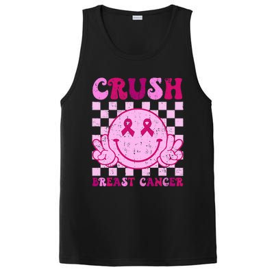 Crush Breast Cancer Awareness Groovy Retro Smile Face PosiCharge Competitor Tank