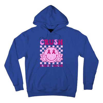 Crush Breast Cancer Awareness Groovy Retro Smile Face Hoodie