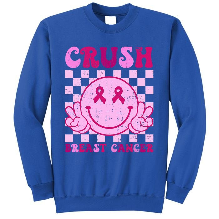 Crush Breast Cancer Awareness Groovy Retro Smile Face Sweatshirt