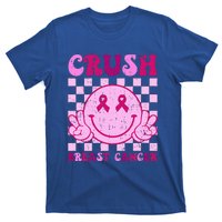 Crush Breast Cancer Awareness Groovy Retro Smile Face T-Shirt