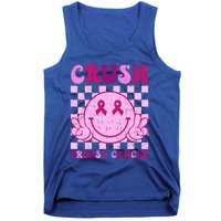 Crush Breast Cancer Awareness Groovy Retro Smile Face Tank Top